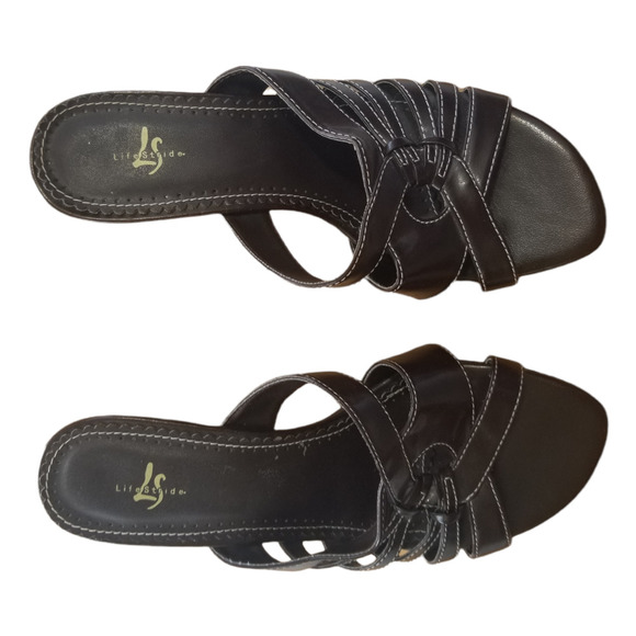 Lifestride Brown Mystery Strappy Wedge Sandals Sz 7 - Picture 8 of 9